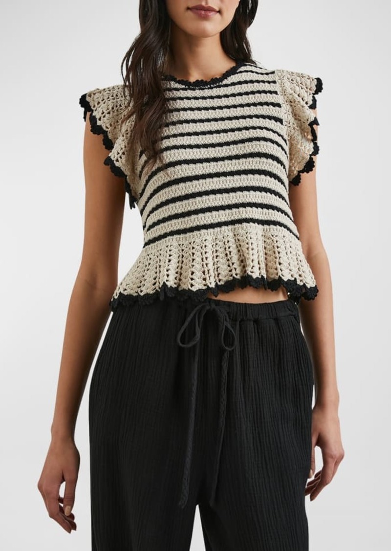 Rails Coen Striped Crochet-Knit Blouse 