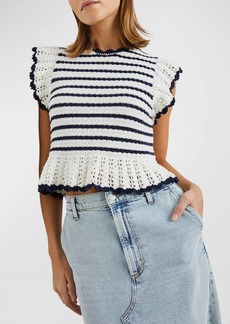 Rails Coen Striped Knit Peplum Blouse 