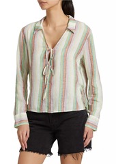 Rails Elm Striped Linen-Blend Tie Shirt