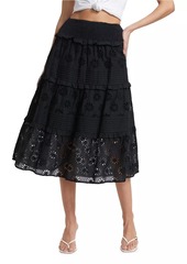 Rails Gail Embroidered Cotton Midi-Skirt