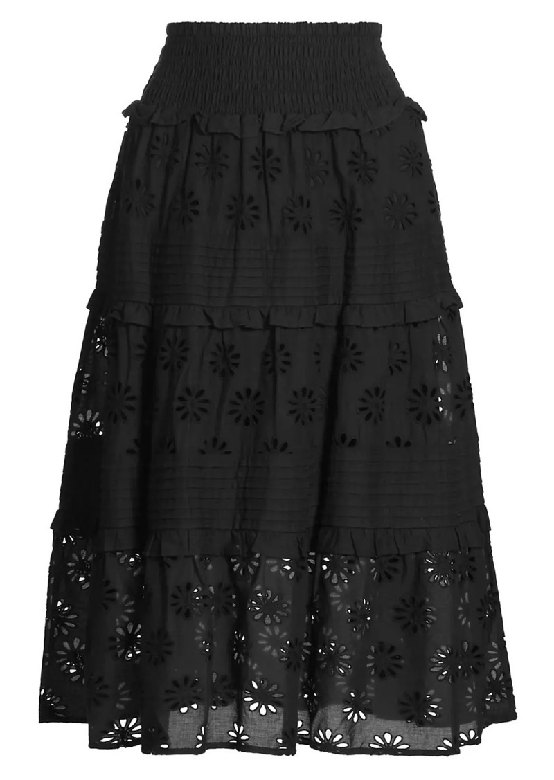 Rails Gail Embroidered Cotton Midi-Skirt