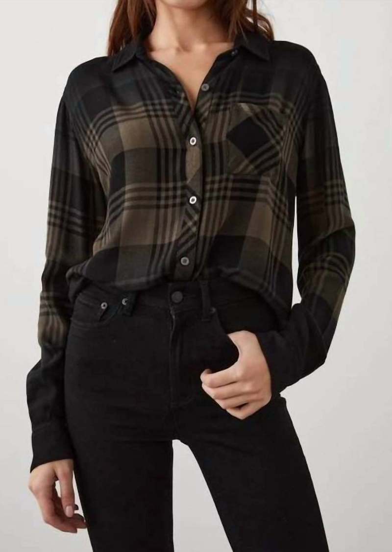 Rails Hunter Plaid Shirt In Olive Black Dip Dye