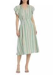 Rails Iona Striped Linen-Blend Midi-Dress