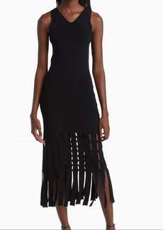 Rails Kaia Fringe Detail Knit Midi Dress In Black