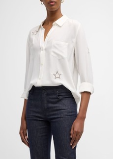 Rails Kate Embroidered Star Silk Blouse 