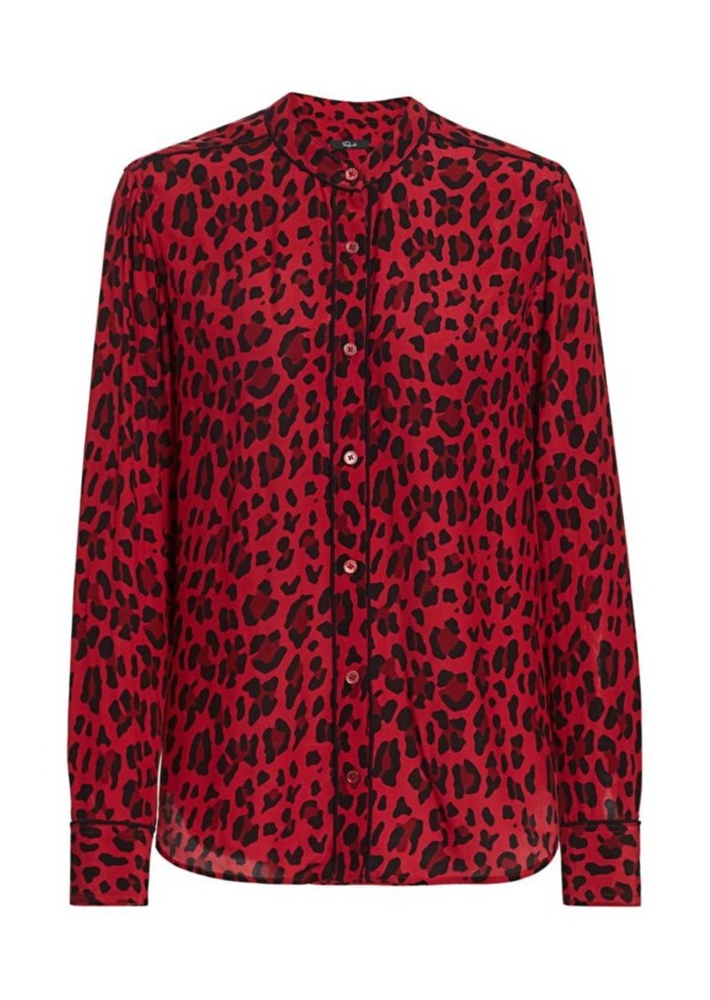 leopard print blouse red