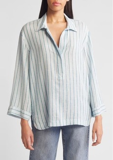 Rails Banks Stripe Linen Blend Popover Shirt