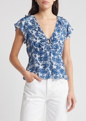 Rails Carmine Floral Flutter Sleeve Top