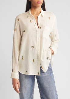 Rails Charli Palm Tree & Pineapple Linen Blend Button-Up Shirt