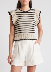 Rails Coen Ruffle Sleeve Peplum Cotton Sweater