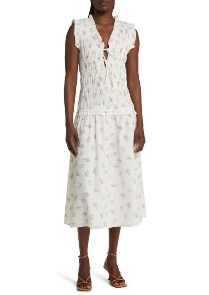 Rails Dion Floral Shirred Cotton Midi Dress