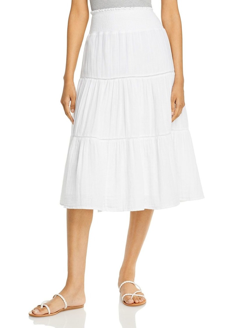 cotton high waisted midi skirt