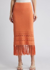 Rails Kaja Open Stitch Fringe Cotton Blend Sweater Skirt