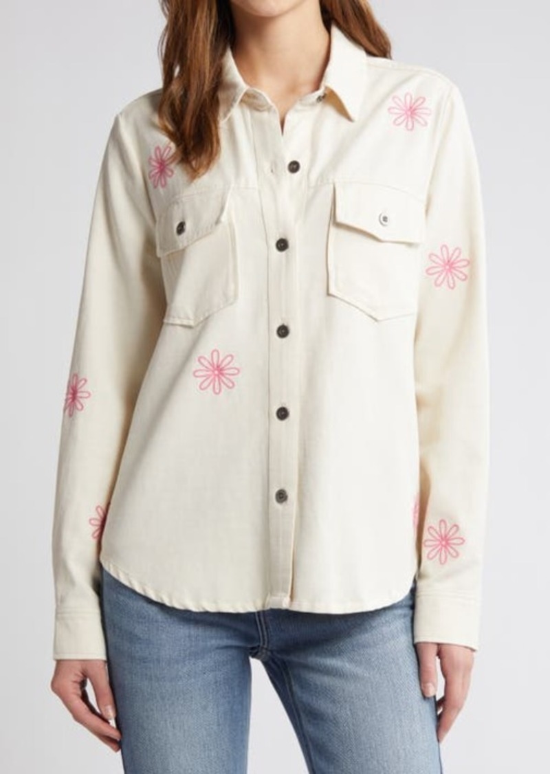 Rails Loren Floral Embroidered Button-Up Twill Shirt