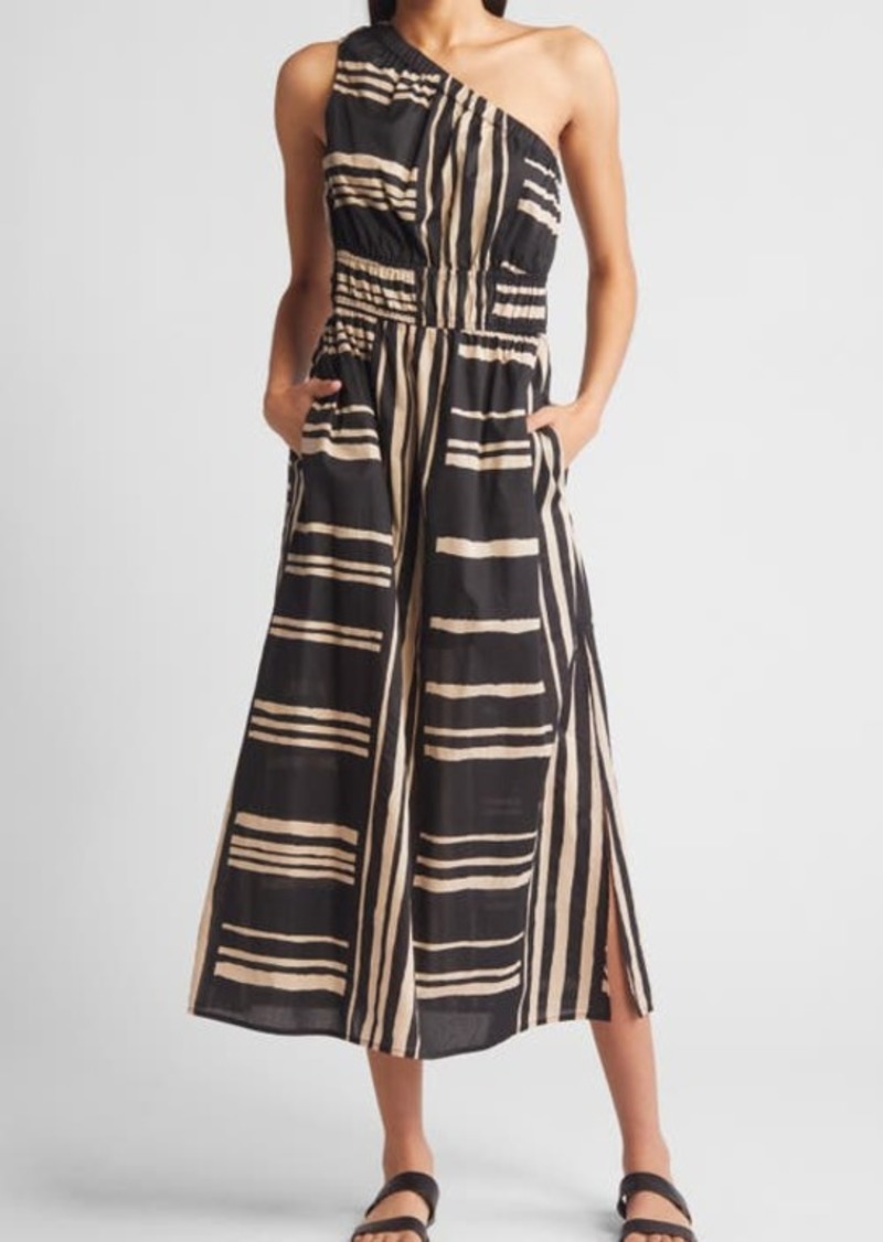 Rails Selani Stripe One-Shoulder Cotton Midi Dress