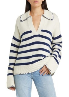 Rails Stripe Wool & Cashmere Polo Sweater