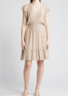 Rails Tara Stripe Ruffle Sleeve Linen Blend Dress