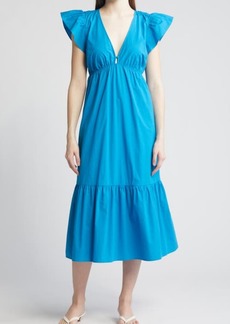 Rails Tina Flutter Sleeve Cotton Blend Midi Dress