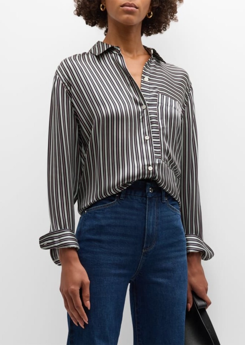 Rails Spencer Multi-Striped Silk Shirt 