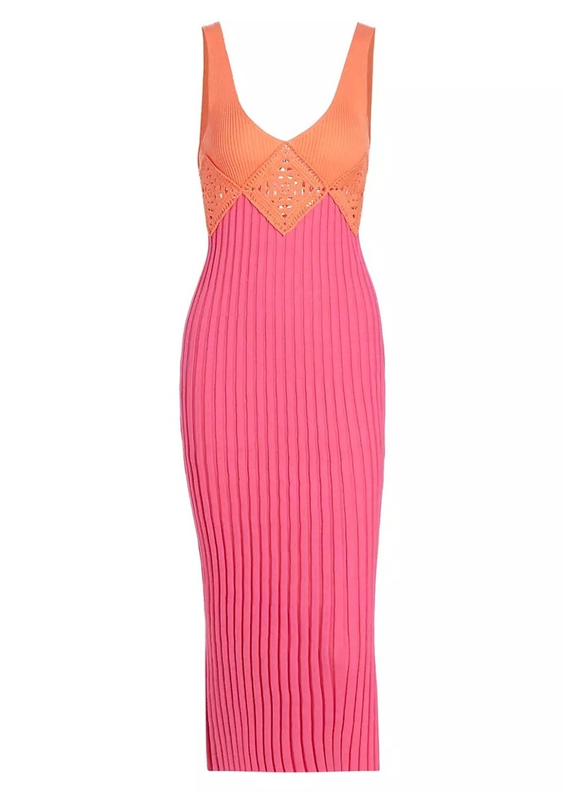 Rails Taryn Colorblock Crochet Midi-Dress