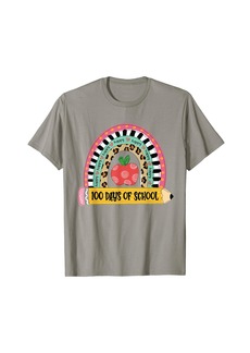 100 Days Of School Leopard Rainbow Happy 100th Day Smarter T-Shirt