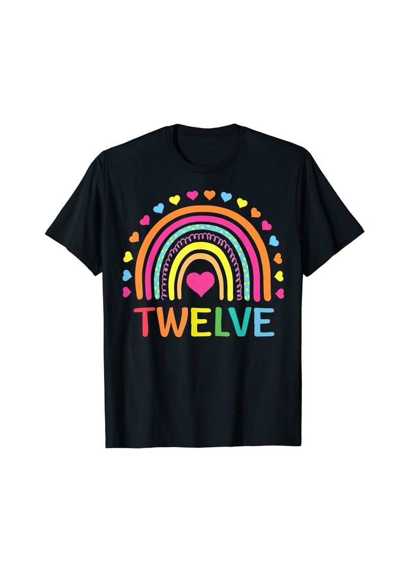 12 Years Old Rainbow 12th Birthday Gift For Girls Boys Bday T-Shirt