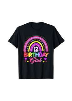12th Birthday Girl Rainbow 12 Year Old Birthday Party T-Shirt