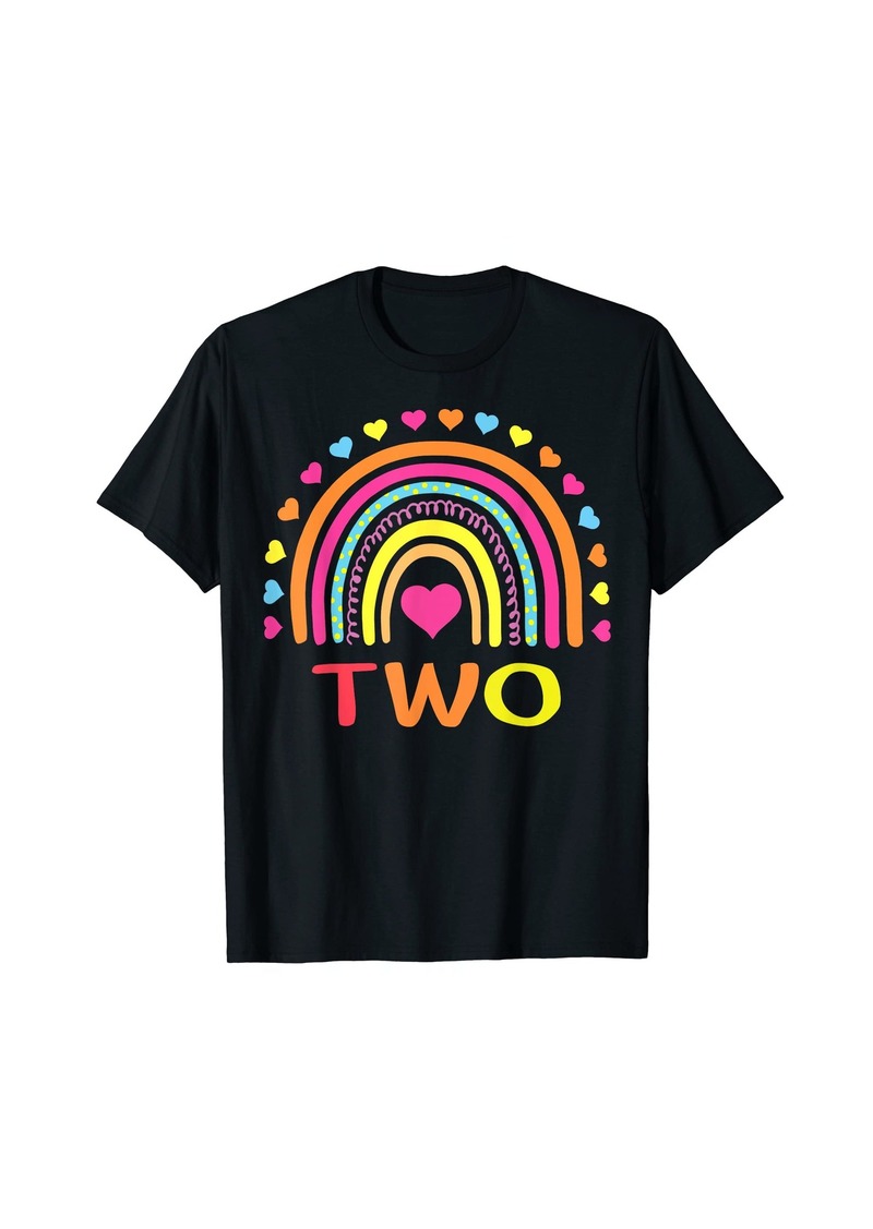 2 Years Old Rainbow 2nd Birthday Gift For Girls Boys Kids T-Shirt