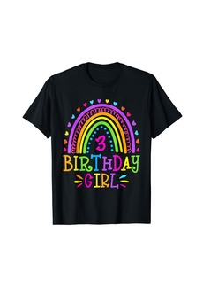3 Year Old Shirt 3rd Birthday Girl Rainbow Shirt T-Shirt
