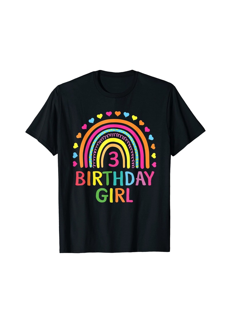 3 Years Old Rainbow Girls 3rd Birthday Shirt For Girls Kids T-Shirt