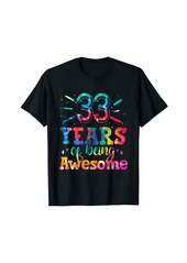 Rainbow 33 Years of Being Awesome Tie Dye 33 Years Old 33rd Birthday T-Shirt