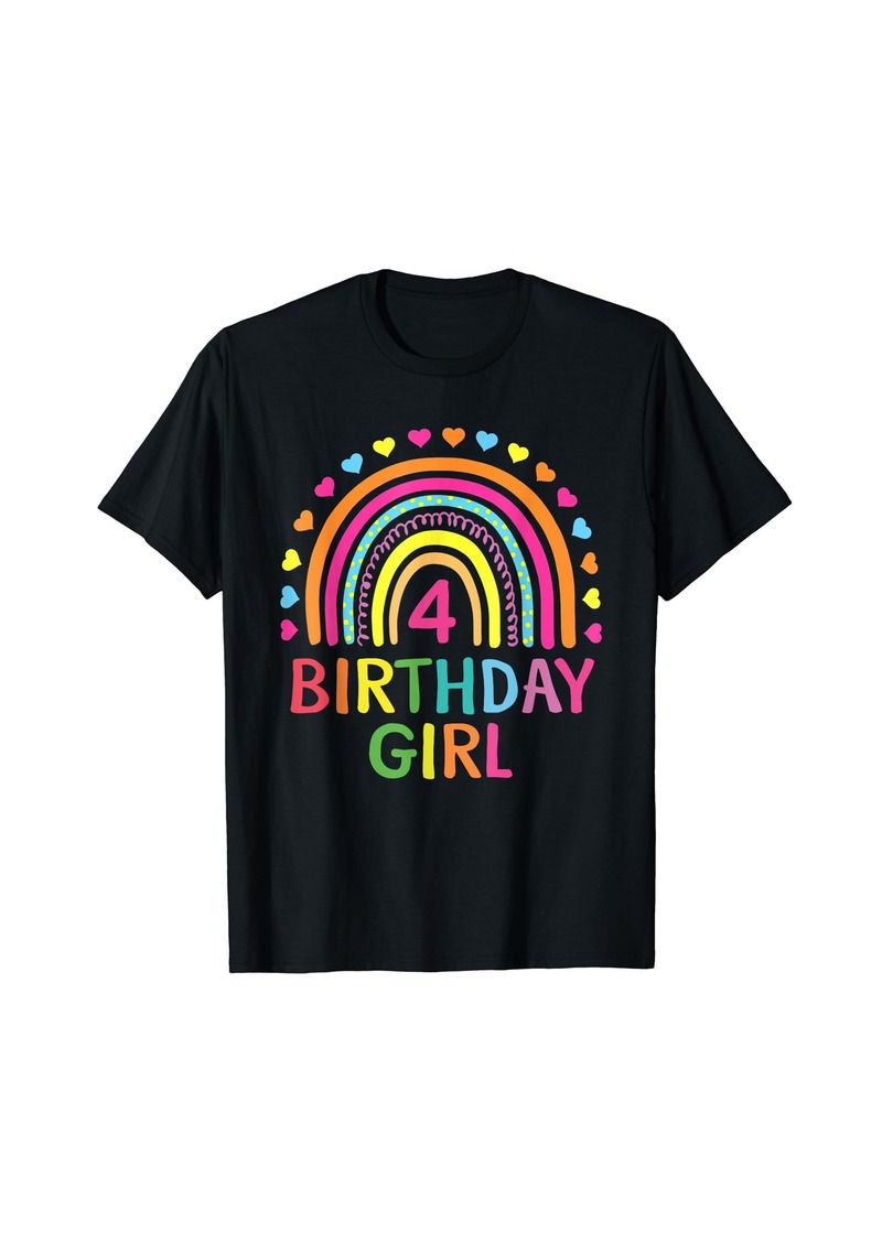 4 Years Old Rainbow Girls 4th Birthday Shirt For Girls Kids T-Shirt