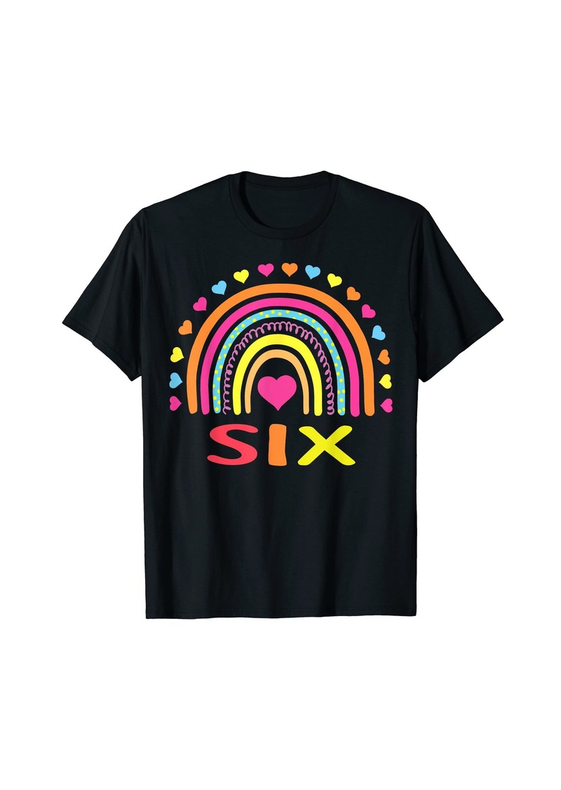 6 Years Old Rainbow 6th Birthday Gift For Girls Boys Kids T-Shirt
