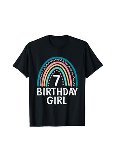 7 Year Old Shirt 7th Birthday Groovy Rainbow Shirt T-Shirt