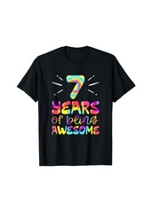 Rainbow 7 Years of Being Awesome Tie Dye 7 Years Old 7th Birthday T-Shirt