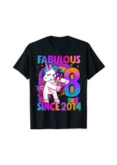 Rainbow 8 Years Old Unicorn Flossing 8th Birthday Girl Unicorn Party T-Shirt