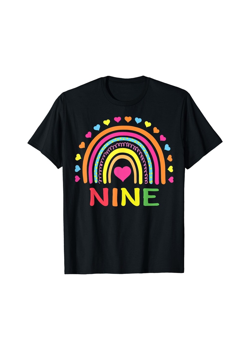 9 Years Old Rainbow 9th Birthday Gift For Girls Boys Kids T-Shirt