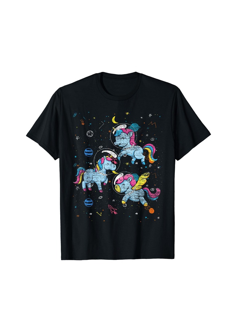 Rainbow Astronaut Outer Space Planets Magical Girls Gift Unicorn T-Shirt