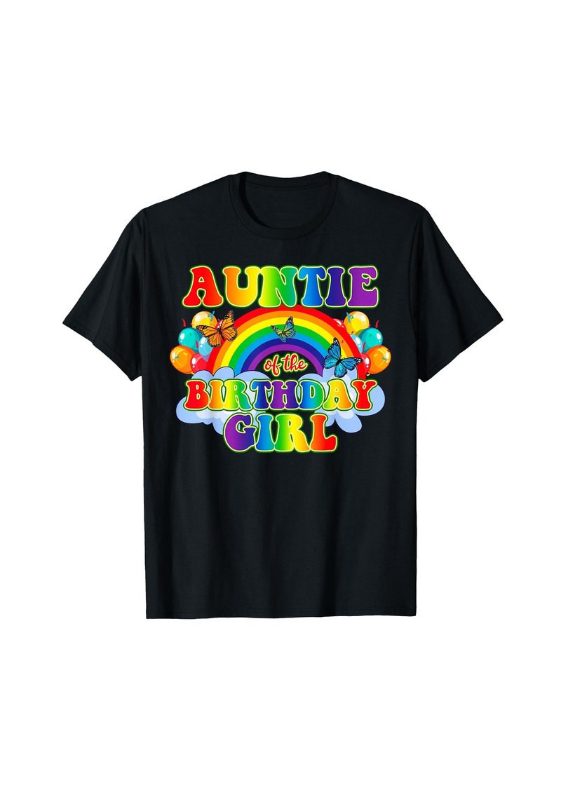 Auntie Of The Birthday Girl Rainbow Birthday Matching Family T-Shirt