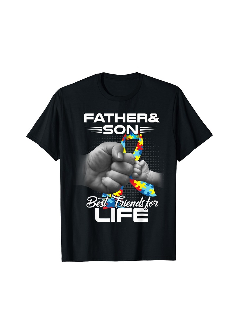Rainbow Autism Dad Father & Son Best Friends for Life Matching gift T-Shirt