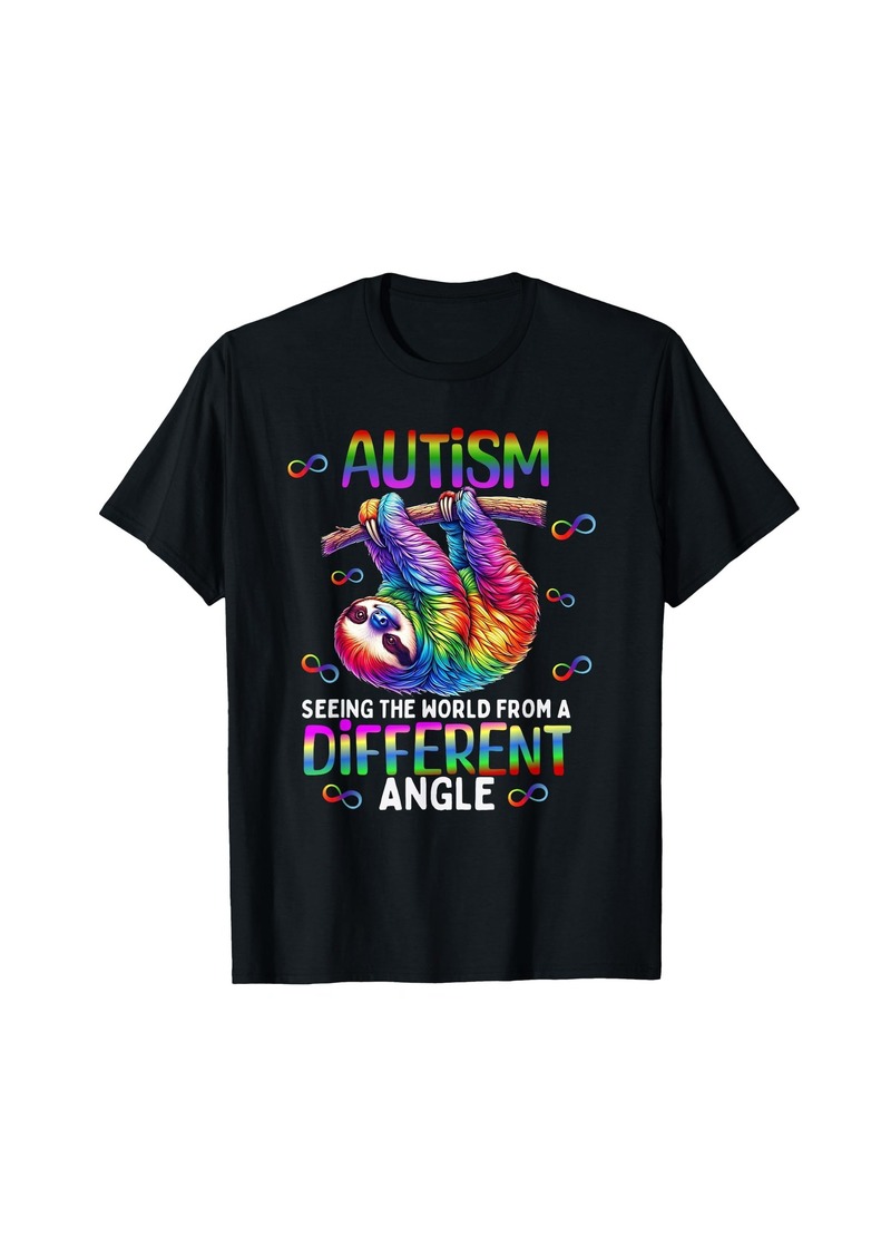 Autism Rainbow Sloth Seeing The World From Different Angle T-Shirt