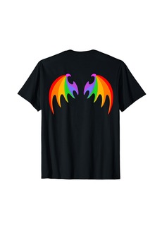 BACK PRINT Rainbow Dragon Bat Wings Cute Pride Party Magic T-Shirt