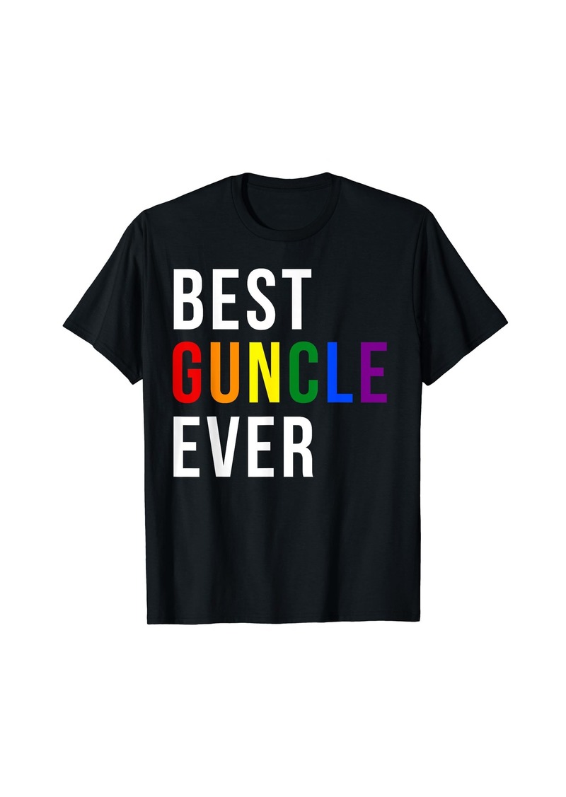 Best Guncle ever Rainbow Flag colors LGBTQ Pride Gay Uncle T-Shirt