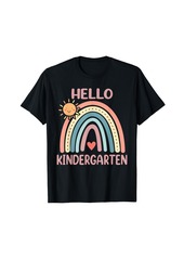 Boho Rainbow Heart For Teachers Women Hello Kindergarten T-Shirt