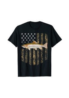 Camo American Flag Rainbow Trout Fishing 4th Of July T-Shirt