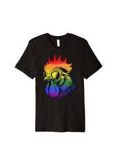 Rainbow Color Chicken Daddy Design For Dad Men Farmer Chicken Lover Premium T-Shirt