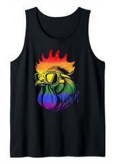 Rainbow Color Chicken Daddy Design For Dad Men Farmer Chicken Lover Tank Top