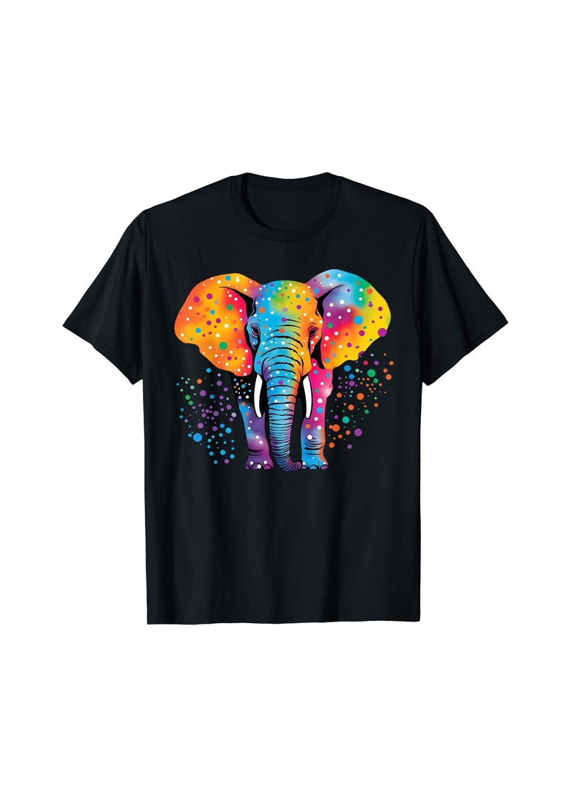 Colorful Elephant Polka Dot Rainbow Elephant T-Shirt