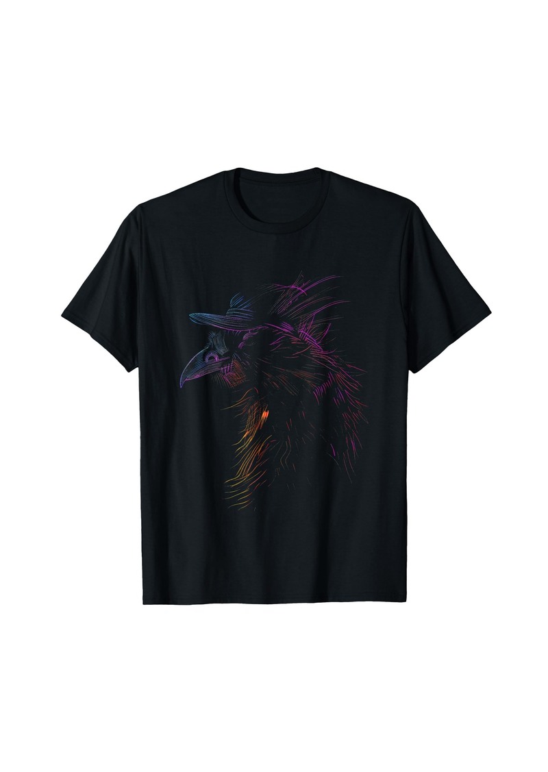 Rainbow Colorful Feathered Bird Wearing A Cap T-Shirt