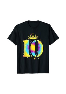 Rainbow Colorful Tie Dye Tenth 10 Year Old Girls 10th Birthday Gift T-Shirt